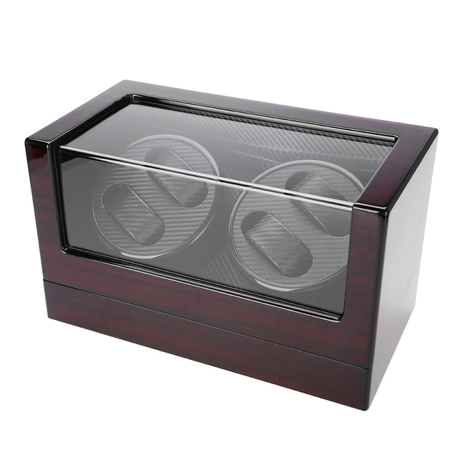 Watch Winder Automatic Display Case Mechanical Watch Winder For 4 Automatic Watches Holder Storage Display Case Red Black,US Plug 100240V