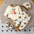thumbnail image 2 of HCNTES Baby Boy Winter Clothes Christmas Baby Boy Dress Outfit Newborn Baby Boy Coming Home Outfit Western Cowboy Clothes Boots Print Short Sleeve Romper Long Pants With Hat Set 0 3 6 9 12 18 Months, 2 of 9