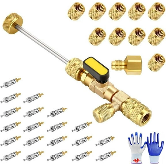 Home & Auto AC Valve Core Remover Installer Tool, High Low Pressure Ac Refrigerant Valve Core Quick Removal Tool Kit, for R134A Refrigerant Air Conditioner System (Type B)