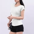 thumbnail image 5 of Olyvenn Short Sleeve Fitted Basic T Shirts for Women, Soft Crew Neck Basic Slim Tee Cute Trendy Summer Tops Tight Tees White M, 5 of 5