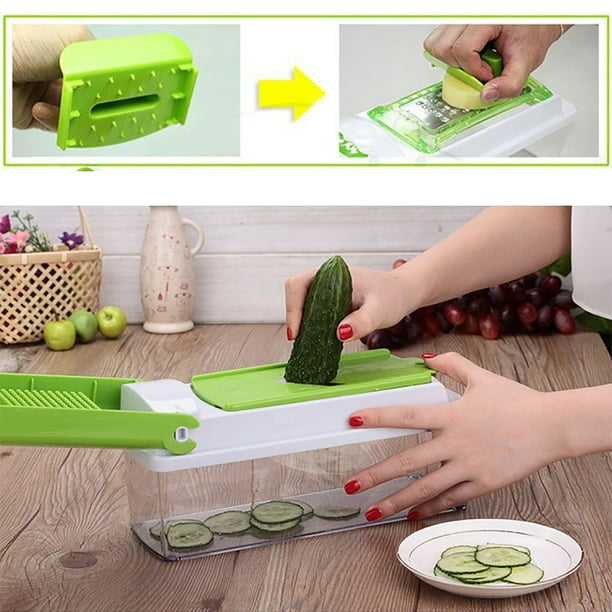 RnB 12 in 1 Mandolin Vegetable Choper - Vegetable Slicer, Onion Dicer  carrot potato Chopper with Container For multi-functional Uses.