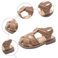 thumbnail image 7 of Girls Fisherman Sandals Soft Leather Closed Toe Princess Flat Shoes Summer Casual Breathable Strappy Beach Shoes Khaki 8.5 Toddler, 7 of 7