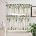 thumbnail image 2 of 3 Piece Kitchen Curtains and Valances Set Sage Green Cafe Curtains 36 Inch Length Eucalyptus Leaves Valance & Tier Curtain for Living Room Bedroom Small Window 54"x18"+27"x36"*2, 2 of 6