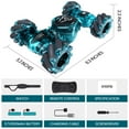 thumbnail image 5 of Tecnock Remote Control Car for Boys Girls, 2.4GHz 4WD Gesture Sensing RC Stunt Car Toys - 360° Rotating Double Sided Hand Controlled RC Cars with LED Lights, Gifts for Kids Ages 6-8, 8-12, Green, 5 of 9
