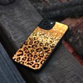 thumbnail image 4 of WIRESTER Shockproof Soft Rubber Cover Case for Apple iPhone 15 6.1" 2023 (NOT FIT Apple iPhone 15 Plus 6.7" 2023), Gold Glitter Sparkle With Black Yellow Glitter Leopard, 4 of 5