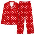 thumbnail image 5 of Women's Pajamas Sets 2 Piece Button Up Shirts and PJ Bottoms Hearts Print Long Sleeve Valentines Nightgown Suits (S, Red 01), 5 of 7