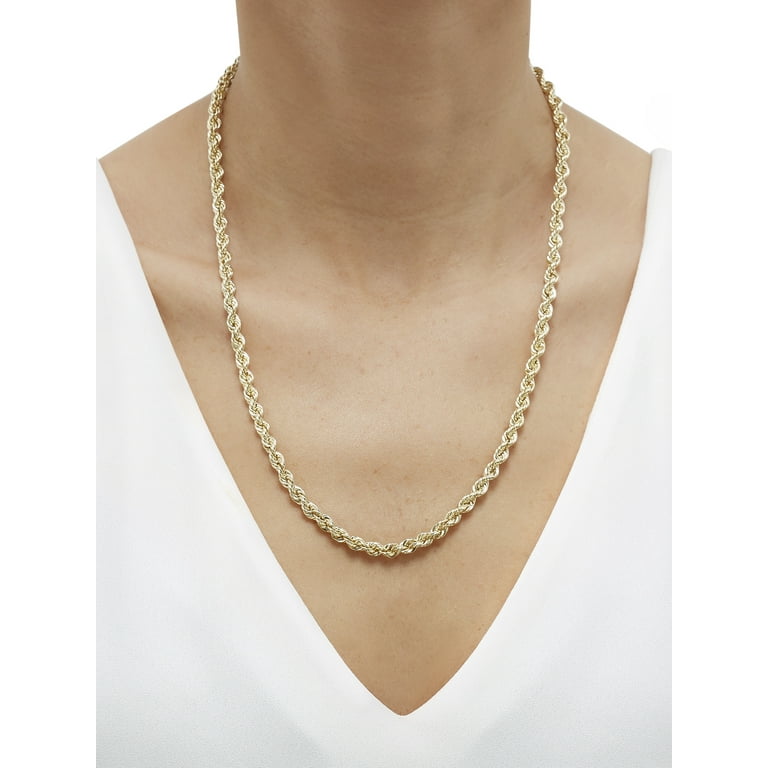 10K Gold 18 - 24 inch Hollow Rope Chain Necklace | One Size | Necklaces + Pendants Chain Necklaces