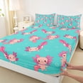 thumbnail image 3 of Homewish Cute Cartoon Axolotl Bed Sheets,Underwater Animal King Sheets,Pink Blue Sheet Set For Girls,Ultra Soft Home Decor,4pcs, 3 of 7