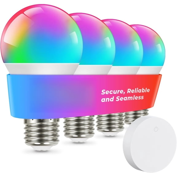Matter Smart Light Bulb, BR30 Smart Light Bulbs 650LM 60W, Recessed Color Changing Bulbs RGBTW, Smart Flood Light Bulb Compatible with Alexa, Apple Home, Google Home, SmartThings, 4Pack