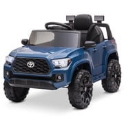 Kidzone 12V Ride on Truck, Battery Powered Licensed Toyota Tacoma Electric Car for Kids, Electric Vehicle Toy with Remote Control, 3 Speeds, MP3, Horn, LED Lights, Suspension System - Blue