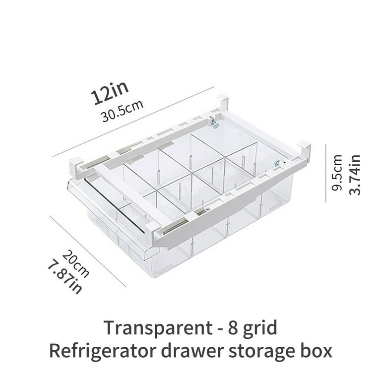 Novelty E Fridge Drawer Organizer, Mini Refrigerator Drawers Storage Box, Pull Out Refrigerator Drawer Organizer Bins, Fit for Fridge Shelf under,no Grid, Clear