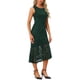 thumbnail image 4 of Vestido sin mangas de encaje Inspire Chic para cóctel de mujer, con dobladillo asimétrico y volantes en forma de cola de pez, talla XL, verde oscuro, 4 of 6