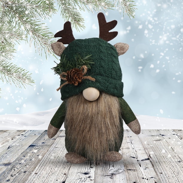 Elfo de Navidad Decoración de ventana Sombrero de asta de punto Regalos de Año Nuevo (Verde)