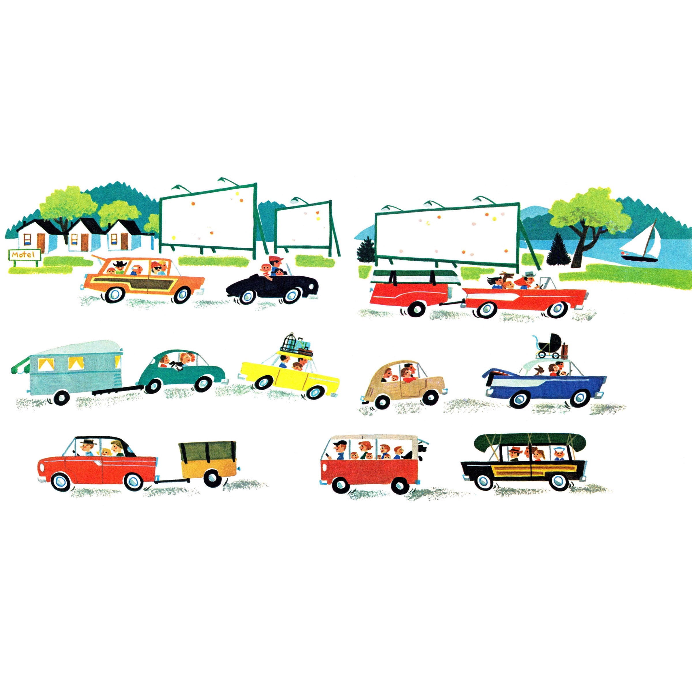 MARMONT HILL  'Cars' by Curtis Painting Print on Canvas - Multi-Color 36 x 18