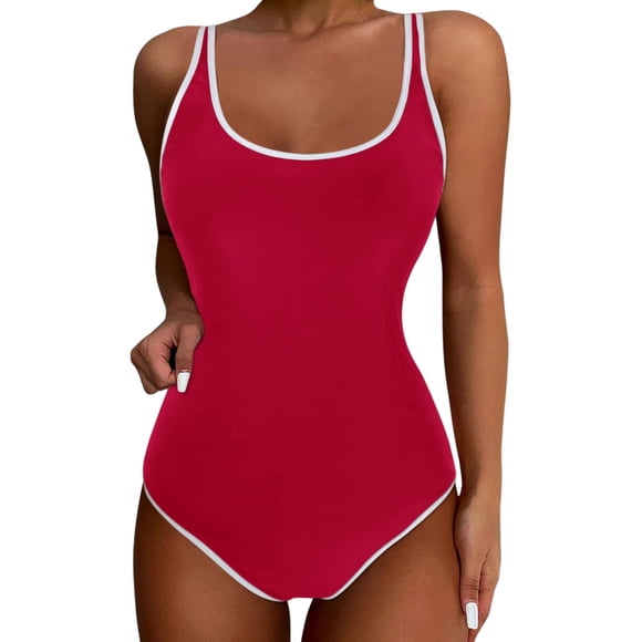 HXWCHs Chlorine Resistant Product Category Swimwears One Female Swimsuit with High Waist and Push-Up Support for Training and Sport S Red