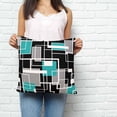 thumbnail image 2 of Teal Blue Black Geometric Pillow Covers 16x16 Inch Decorative Throw Pillow Cover, Modern Abstract Art Block Sofa Pillowcases Accent Cushion Case Home Decor Bedroom Living Room, 2 of 6