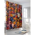 thumbnail image 3 of Spring Flowers Shower Curtain Set, Waterproof Shower Curtains for Bathroom, Daisy Yellow Blue Flower Retro Painting Washable Fabric Cloth Bath Curtain for Bathtub Decoration with Hooks 72x78 Inches, 3 of 6