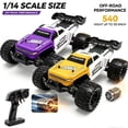thumbnail image 3 of 1:14 RC Car, 50+ KPH High Speed Remote Control Car, 4WD Off Road Truck with 540 Brushed Motor, Metal Differential, LED Lights, 2.4GHz All Terrain Fast RC Truck for Adults & Kids, Yellow, 3 of 7