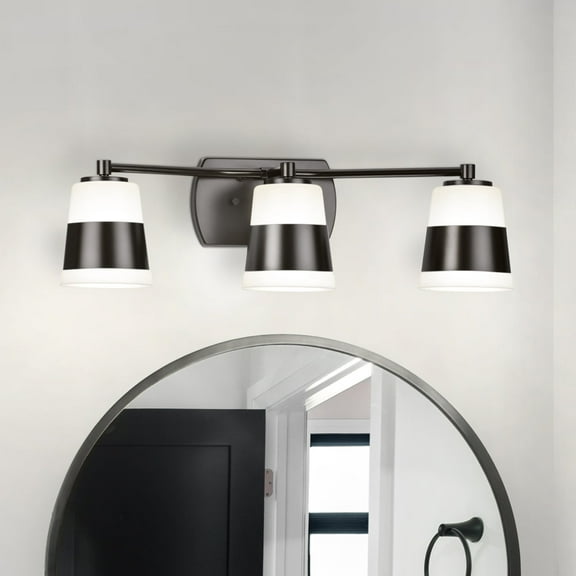 Luxury Modern Bath Light, Small Size: 7''H x 6.75''W, with Mid Century Modern Style Elements, Matte Black Finish, UHP4648 from the Rheine Collection by Urban Ambiance