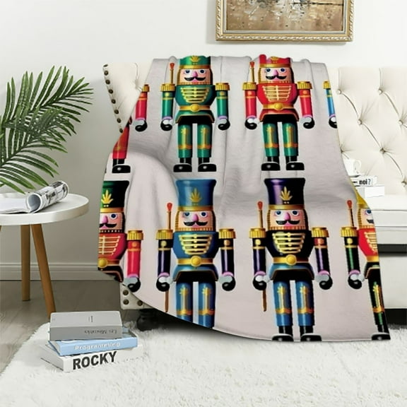JEUXUS  Xmas_Nutcrackers Throw Blanket Super Soft Plush Throw Blanket,