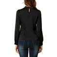 thumbnail image 3 of INSPIRE CHIC Women's Satin Stand Collar Silky Soft Casual Work Top XS Black, 3 of 7