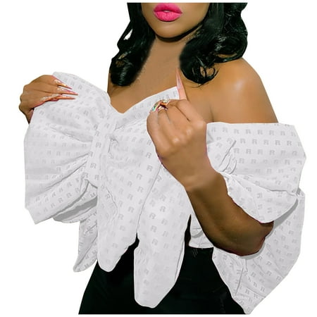 

Mrat Tshirts Shirts for Women Short Sleeve Off-The-Shoulder Blouses & Shirts Ladies Sleeveless Summer Casual Tops Regular Printed Sleeveless Off The Shoulder Vest Tops Corset Tops for Female