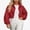 Red, variant on Cropped Jacket for Women's, Loose Fit Long Sleeve Zipper Lightweight Fall Casual Windbreaker Jacket White 2XL