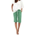 thumbnail image 1 of Women's Summer Solid Color Linen Drawstring High Waist Shorts Plus Size with Pockets, 1 of 5