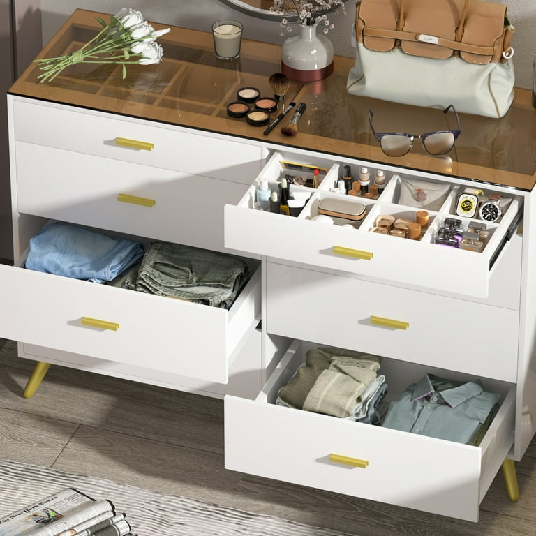 PAKASEPT 8-Drawer Modern White Dresser with Large Capacity