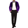 thumbnail image 2 of Chaqueta de traje de terciopelo INSPIRE CHIC para hombres, blazer de terciopelo con solapa en contraste para bodas y fiestas, talla XL, color púrpura, 2 of 5