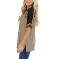 thumbnail image 4 of Pompotops Haut à Coutures Léopard Mode Femme T-shirt Col en V Manches Courtes Blouse Décontractée, 4 of 7