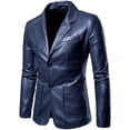 thumbnail image 4 of Traje de cuero de PU para hombre, chaqueta de cuero lavada en caliente, chaqueta de cuero de color sólido, 4 of 5