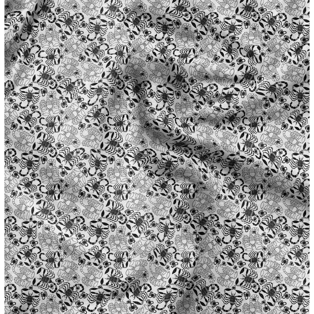 Soimoi Black Moss Georgette Fabric Scorpions Insects Print Fabric by Yard 42 Inch Wide