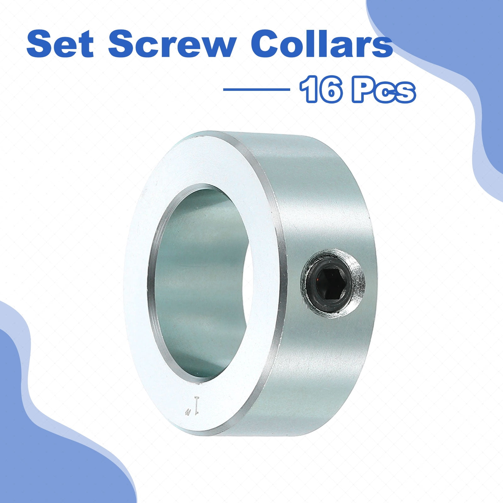 16pcs Set Screw Collars 1" Bore Carbon Steel Shaft Collars, 1-5/8" OD, 5/8" Width Lock Axle Collar Clamp