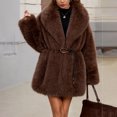 thumbnail image 5 of Miqool Women's Faux Fur Coat Lapel Collar Long Sleeve Warm Winter Coat with Pockets and Belted, 5 of 8
