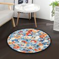 thumbnail image 5 of Japanese Floral Print Memory Foam Bath Mat 36" Absorbent Rug with Non Slip Base and 4 Bonus Pads, 5 of 6