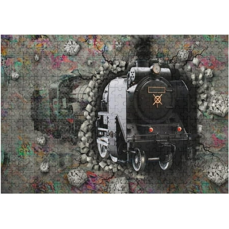 1000 Pieces Jigsaw Puzzles for Adults - Train Landscape -Train Leaves Brick Wall Wooden Puzzle - Unique Suitable for Teenagers and Adults Home Decoration