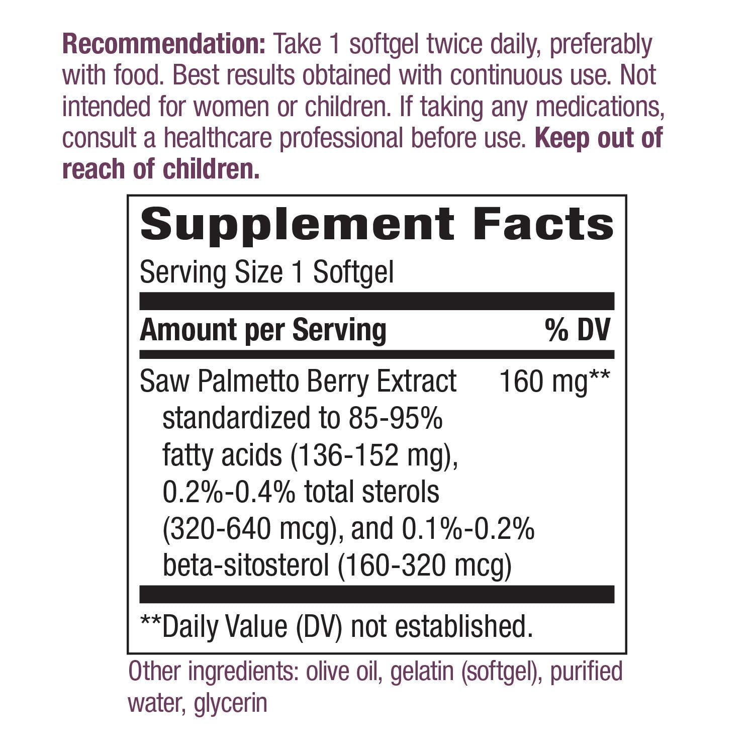 NATURE'S WAY SAW PALMETTO EXTRACT, 60 SGEL- 3 Pack