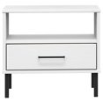 thumbnail image 2 of vidaXL Bedside Table with Metal Legs White Solid Wood Pine OSLO, 2 of 5