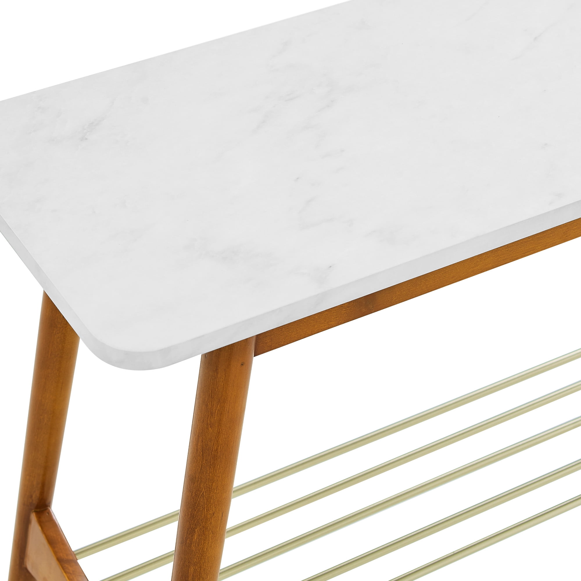 Manor Park Barry Mid Century Modern Faux Marble Entry Table, Acorn