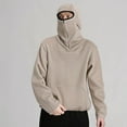 thumbnail image 2 of CONROSES Men's Hoodies Solid Color Ninja Hoodie for Men Long Sleeve Warm Pullover Hooded Sweatshirt Soft Fall Winter Sweatshirts With Pocket, 2 of 9