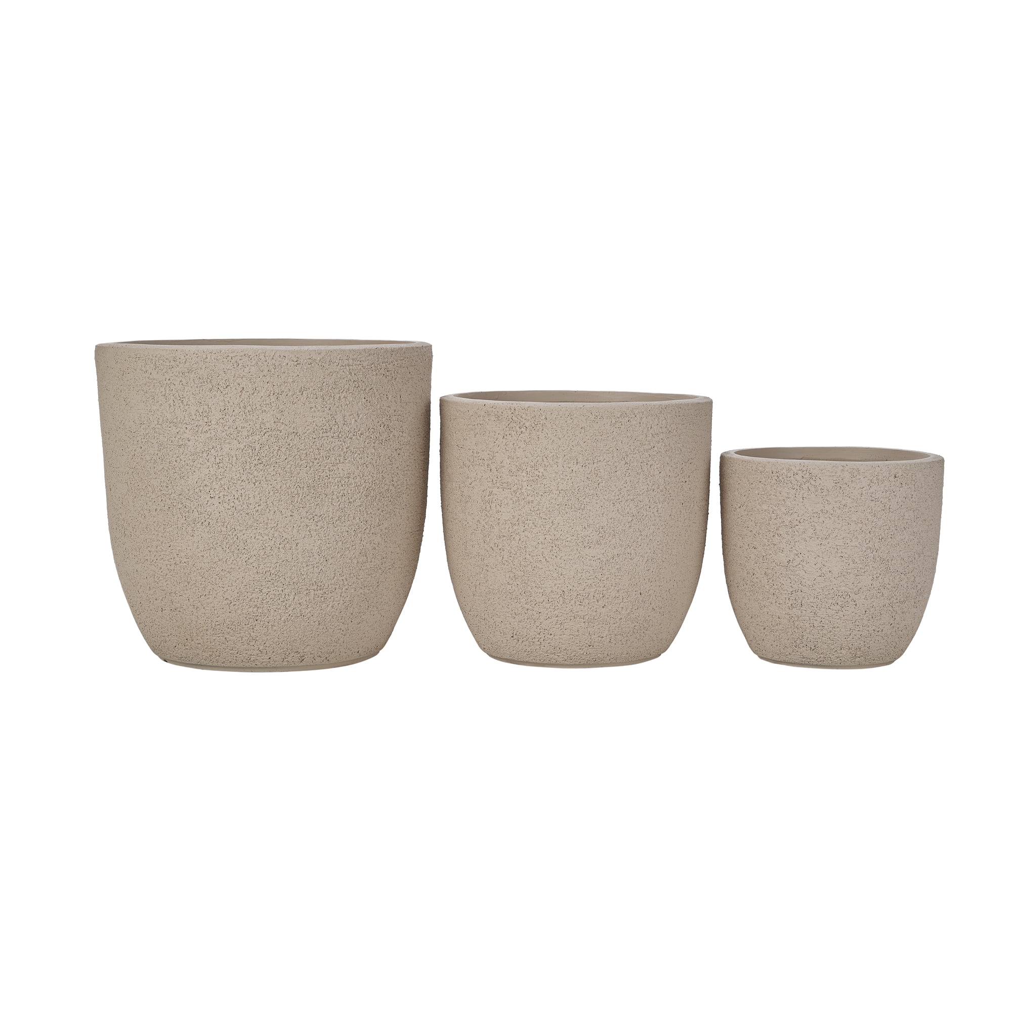 Mintazer Modern Planter Set of 3, 16.9"+13.9"+11.22" Dia Round Stackable Flower Pots with Drainage Holes and Rubber Plug, Decorative Plant Pots for Indoor & Outdoor, Beige