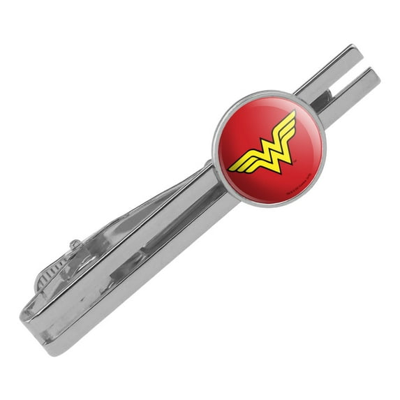 Wonder Woman Classic Logo Round Tie Bar Clip Clasp Tack Silver Color Plated