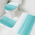 thumbnail image 3 of Aqua White Ombre Bath Mat 3 Piece Bathroom Rug Set, Chic Modern Funny Abstract Striped Art Non Slip Bath Rug Contour Mat and Toilet Lid Cover, Absorbent Shower Mats Soft Bath Rugs and Mats Sets, 3 of 8