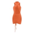 thumbnail image 3 of Qiylii Women Sexy Dresses, Sleeveless Cross Halter Neck Solid Color Hollow Out One-piece Dress, S/ M/ L/ XL/ XXL, 3 of 9
