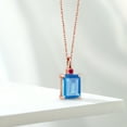 thumbnail image 4 of Gem Stone King 18K Rose Gold Plated Silver Swiss Blue Topaz and Red Created Ruby Pendant Necklace for Women (4.05 Cttw, Gemstone November Birthstone, Emerald Cut 10X8MM with 18 inch Silver Chain), 4 of 4