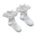 thumbnail image 2 of Calcetines con volantes y ojales para niñas pequeñas, calcetines de algodón estilo princesa de encaje con volantes y puños blancos de malla bonita S para 1-3 años, 2 of 5