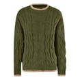 thumbnail image 2 of VISALY Pullover Crewneck Sweatshirt Ribbed Long Sleeve Tops Trendy Sweater Tops Fall Chunky Cable Knit Pullover Sweaters Thick Sweatshirts Business Casual Sweaters Casual Sweatshirt Green Xl, 2 of 7