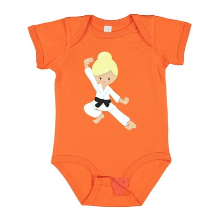 

Inktastic Cute Girl Blonde Hair Black Belt Karate Pose Girls Baby Bodysuit