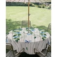 thumbnail image 3 of Outdoor Tablecloth with Umbrella Hole Zipper Blue Floral Spring Round Tablecloth 54" Waterproof Outside Table Cloth Summer Farmhouse Botanical Wooden Patio Table Cover Tablecloths for Picnic Party, 3 of 8